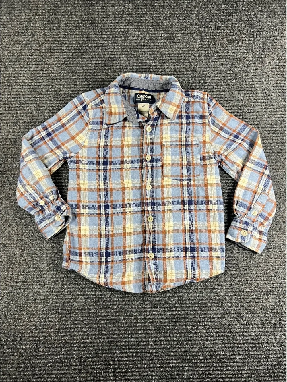 OshKosh B'gosh Toddler Boys 4T Plaid Button-Up Flannel Long Sleeve Shirt